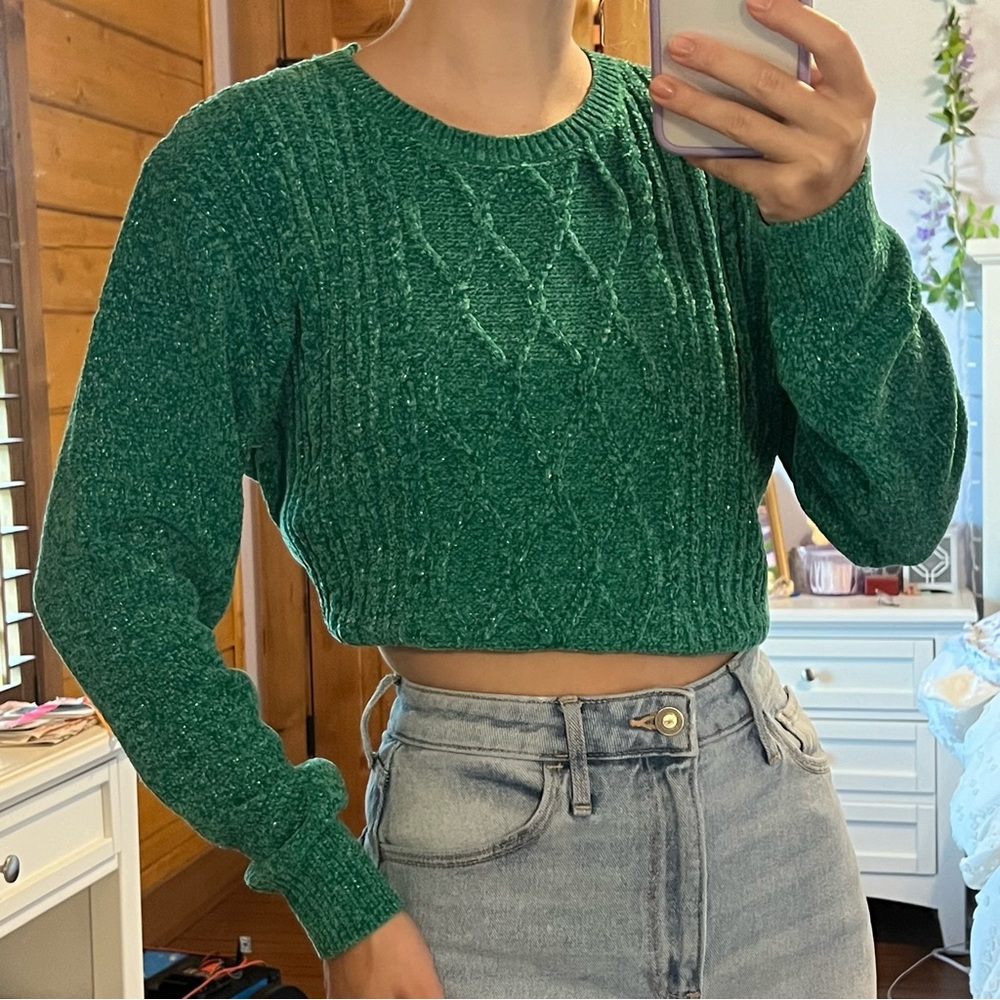 Christmas green sparkly sweater